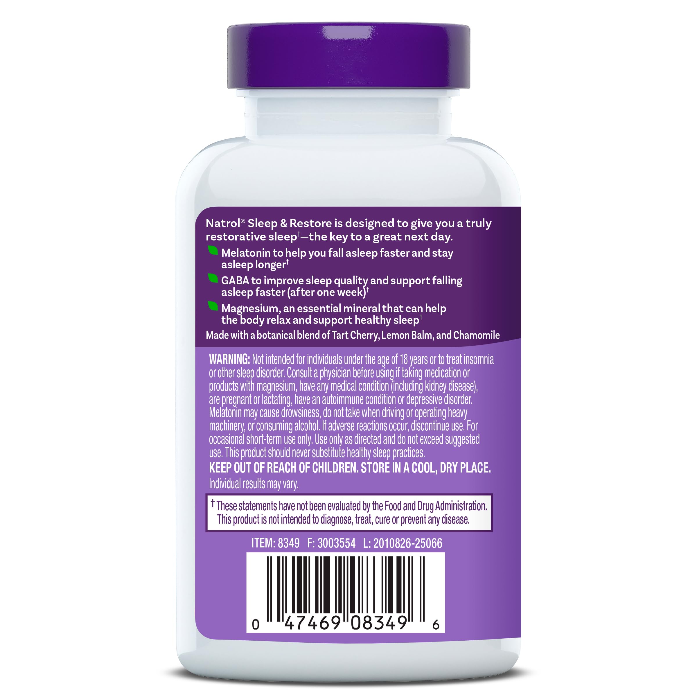 Natrol Sleep & Restore uso nocturno recomendado para adultos