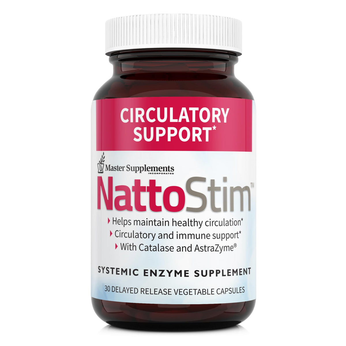 NattoStim frasco de cápsulas veganas para posible apoyo circulatorio.