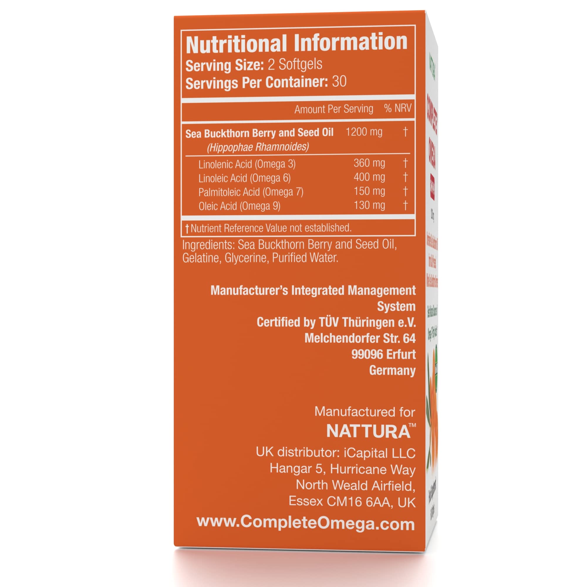 Nattura bayas de espino amarillo salvajes, fuente natural de antioxidantes.