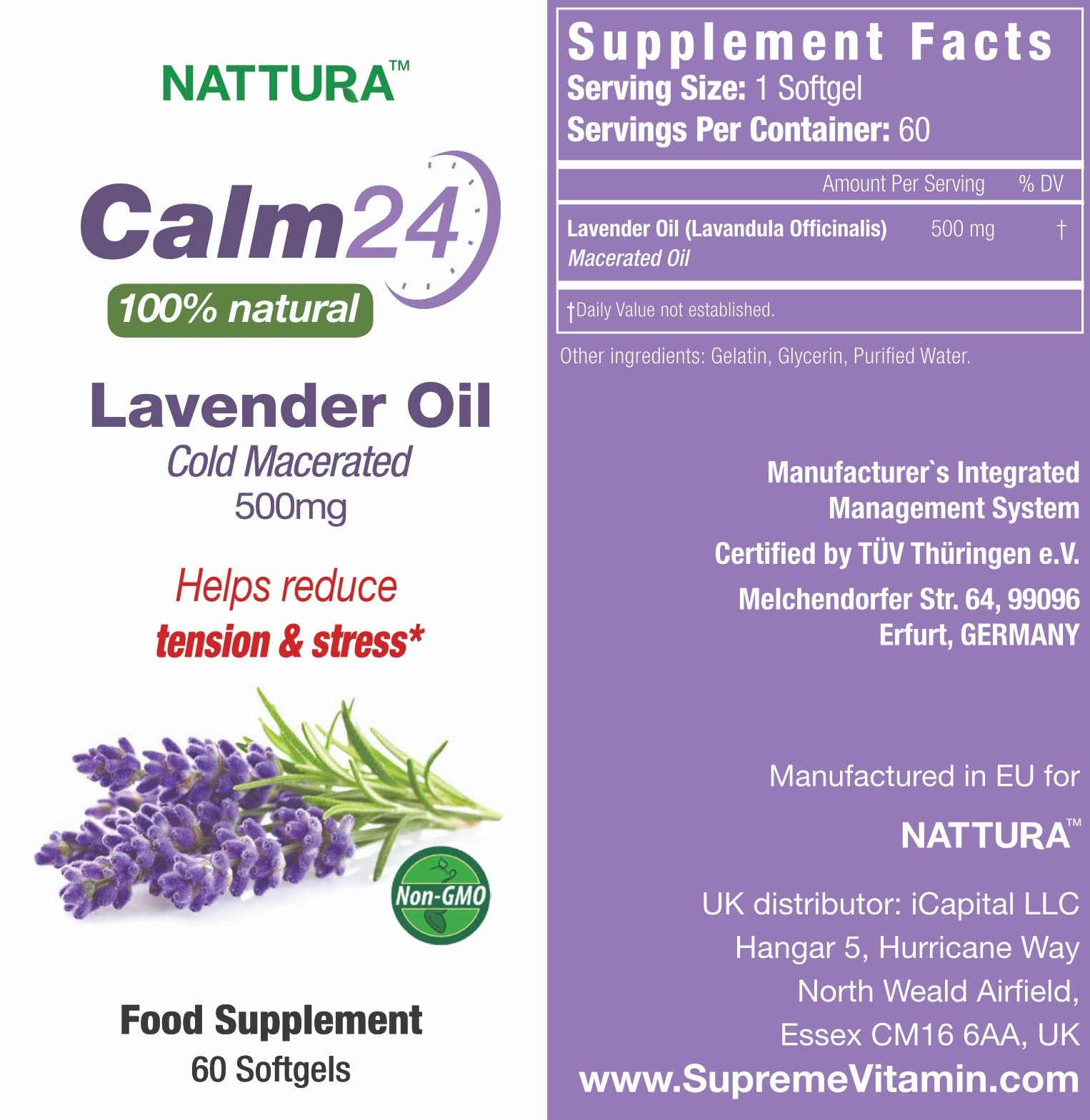 Nattura Calm Aid etiqueta Kosher: certificación visible y confianza para la compra.