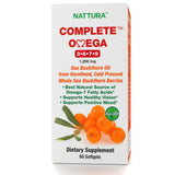 Nattura cápsulas Omega 3-6-7-9, toma diaria conveniente para la salud.