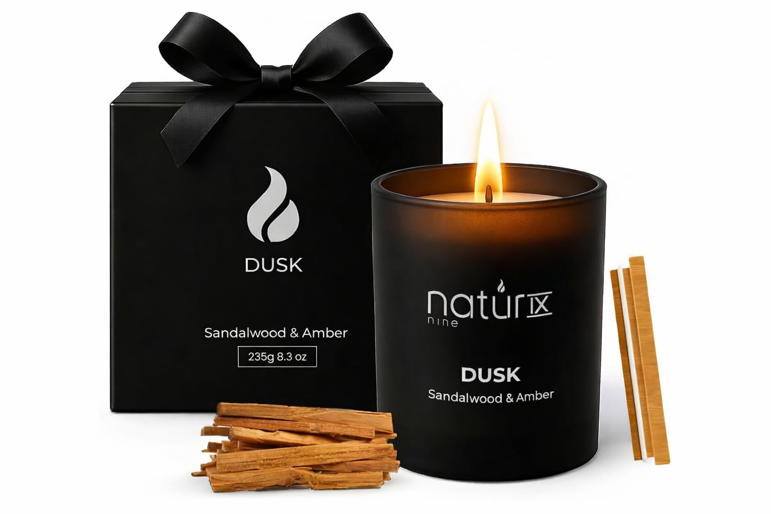 Natur IX Dusk vela en empaque premium, ideal para regalo.