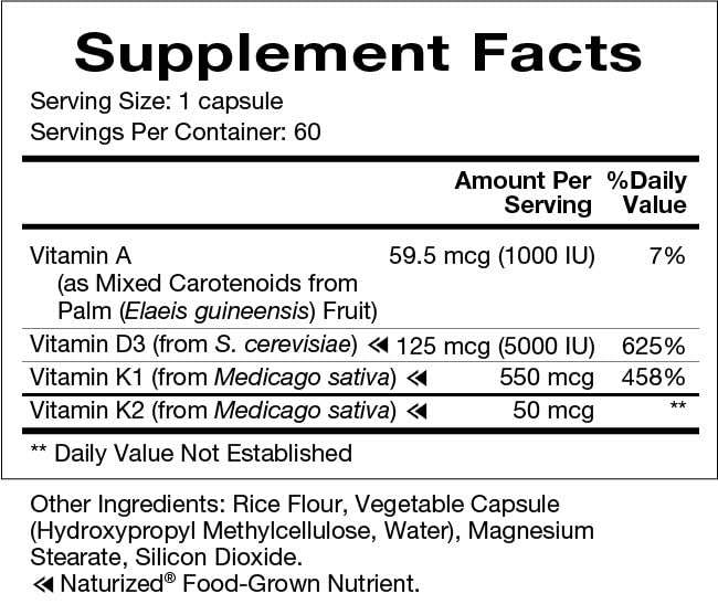 Natura Health Products Vitamin D-A-K: envase seguro facilita almacenamiento correcto y transporte