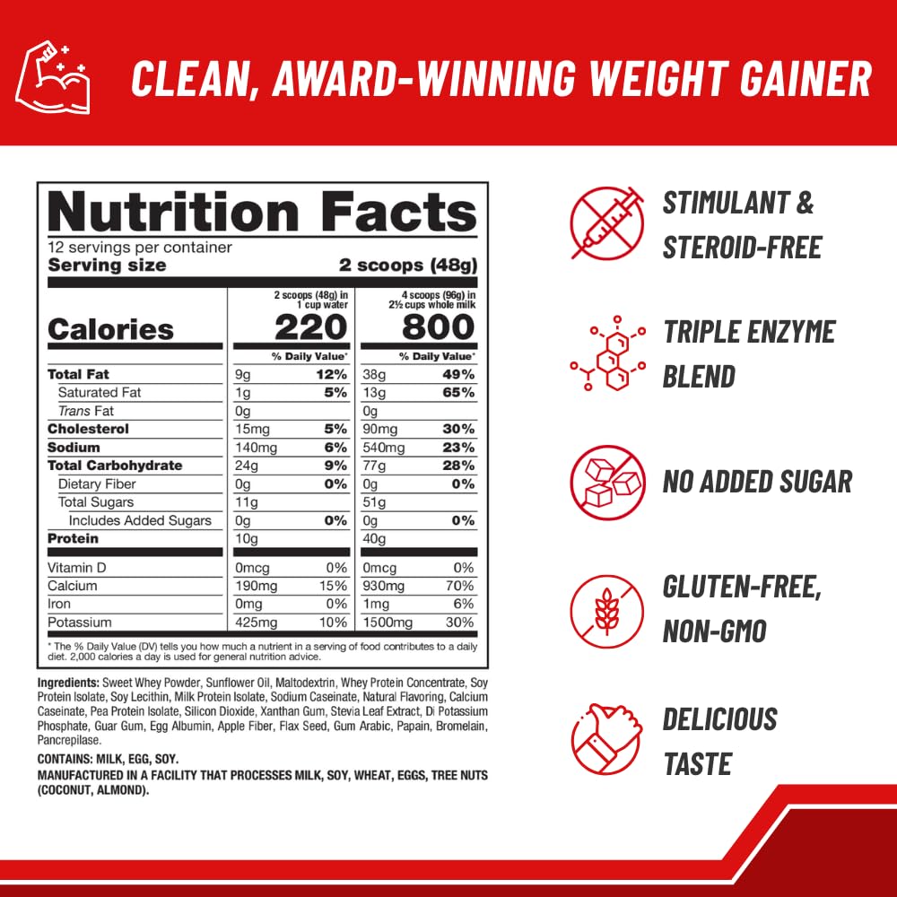 Naturade Weight Gain, mezcla nutritiva para energía estable durante entrenamientos.