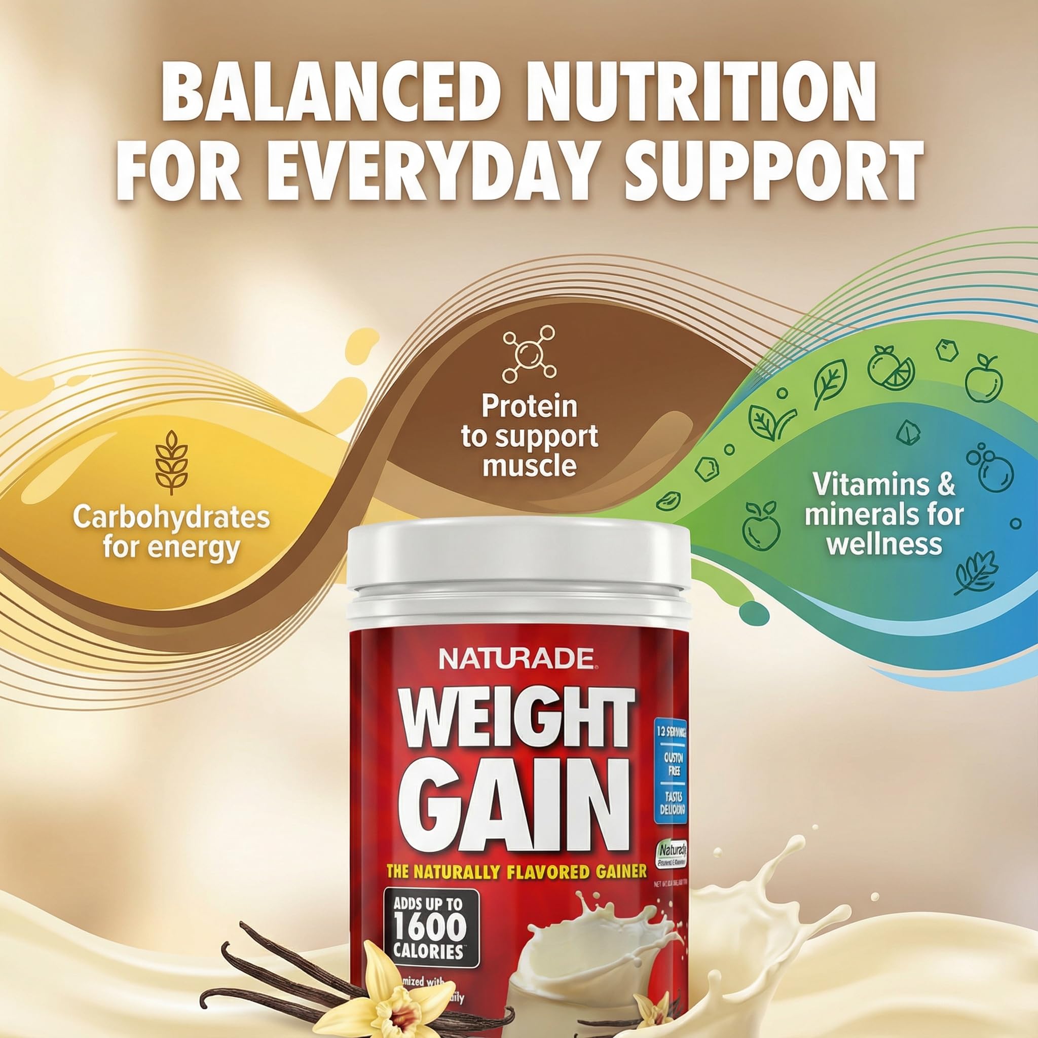 Naturade Weight Gain, producto confiable con más de 100 años de experiencia.
