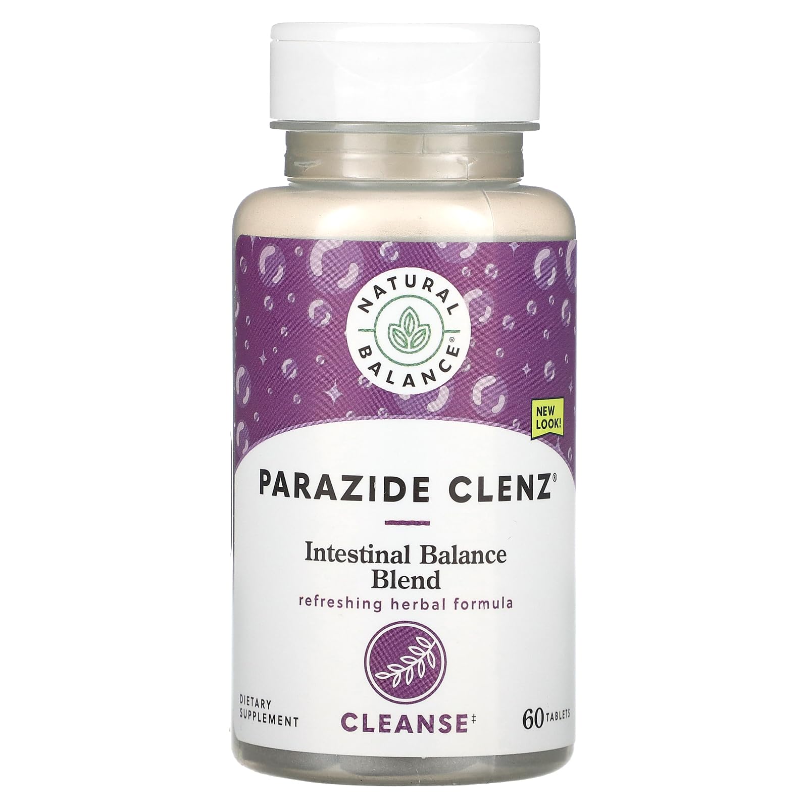 Natural Balance Parazide Clenz, vista frontal de la botella, apoyo al equilibrio intestinal