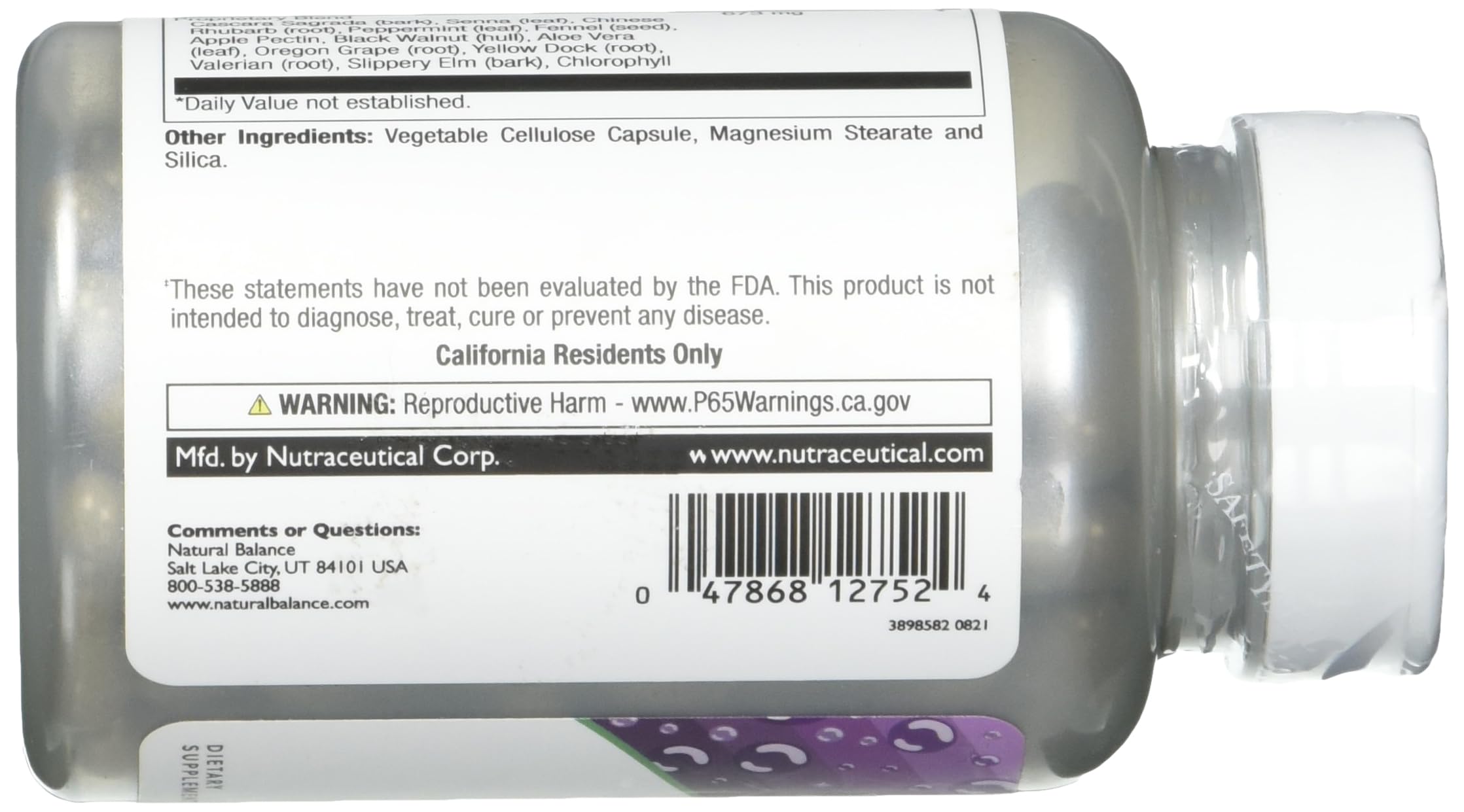 Natural Balance Ultra Colon Clenz empaque compacto para uso nocturno.