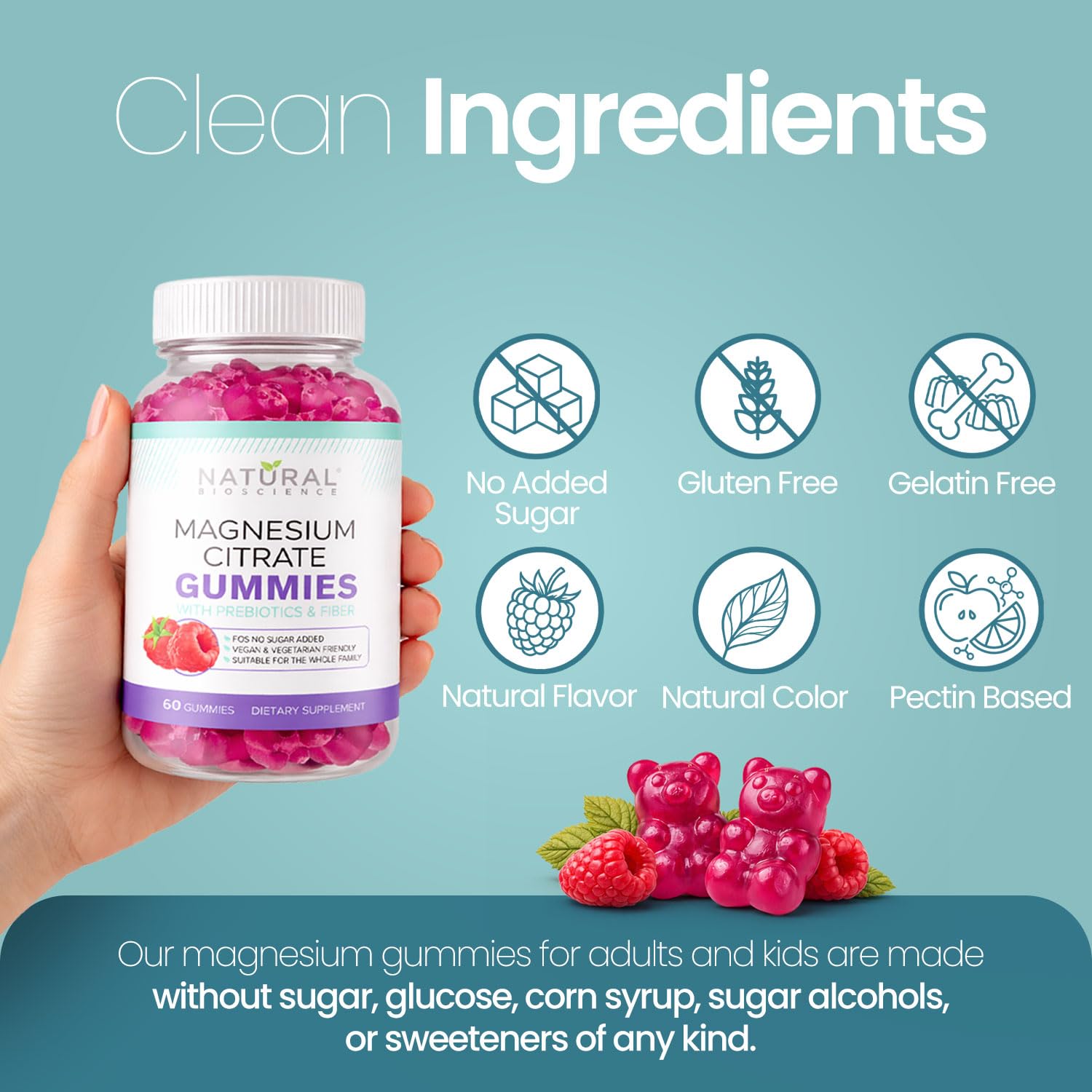 Natural BioScience gominolas magnesio sin azúcar, apoyo a la salud cardiovascular.