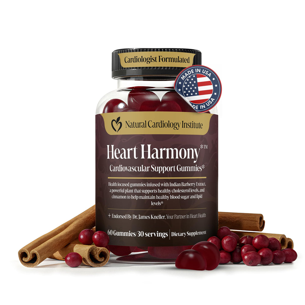 Heart Harmony de Natural Cardiology Institute: frasco de gomitas para apoyo metabólico diario.