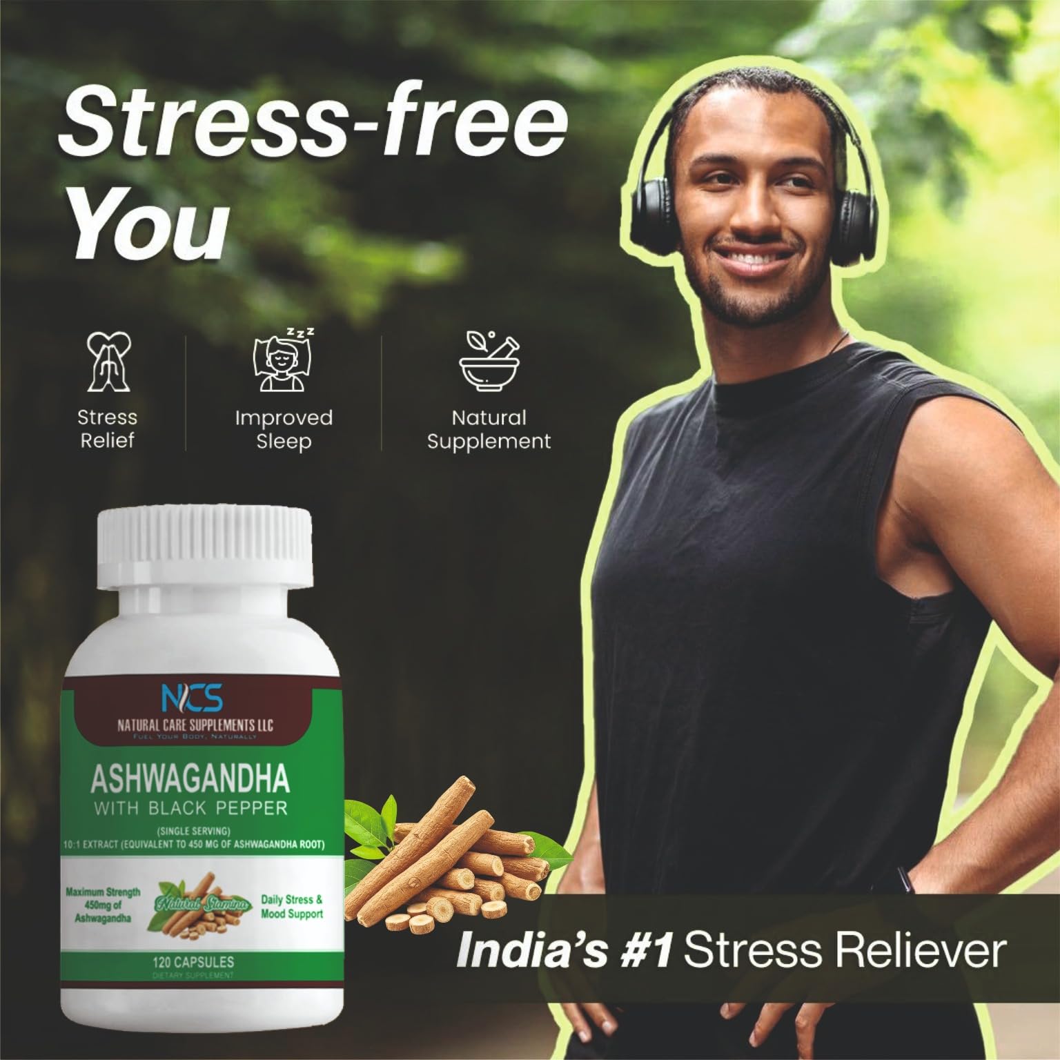Cápsulas de Ashwagandha con pimienta negra para mejor absorción