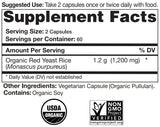 Etiqueta de Natural Choice Botanicals Arroz de Levadura Roja con información de ingredientes
