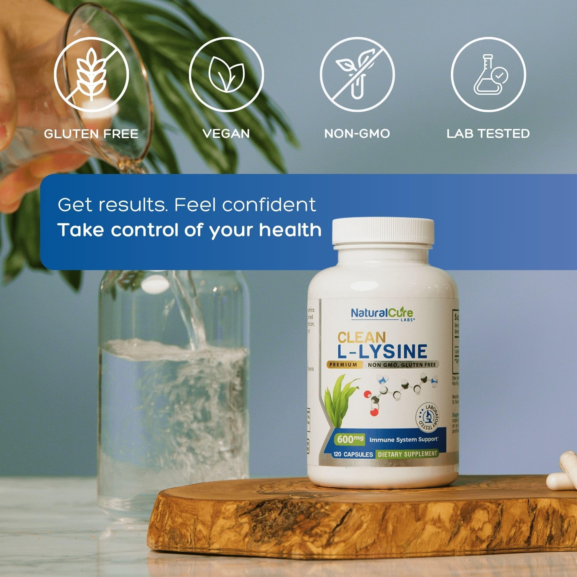 Natural Cure Labs lisina etiqueta limpia, información clara para compra consciente