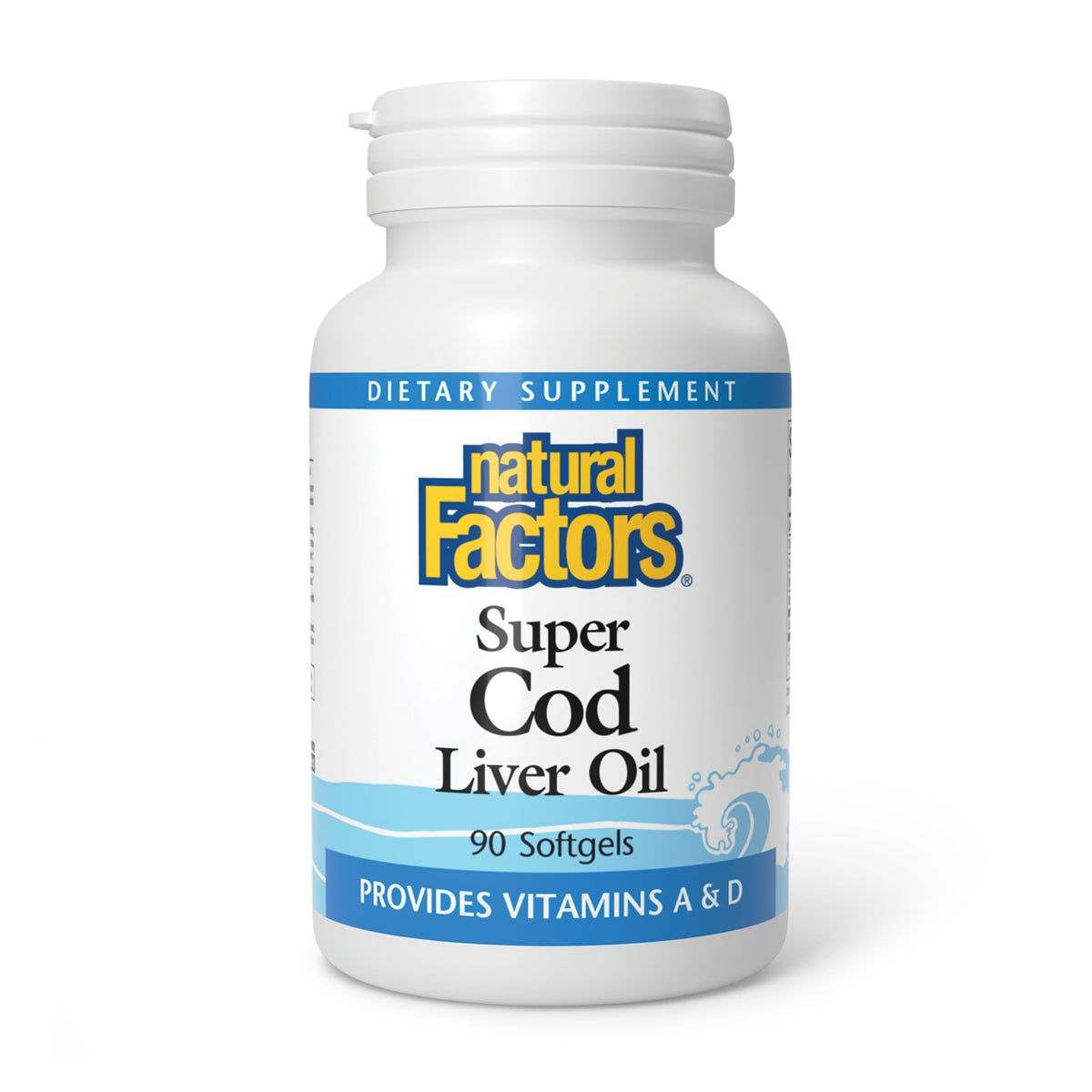 Natural Factors Aceite de Hígado de Bacalao: frasco para apoyo general de salud.