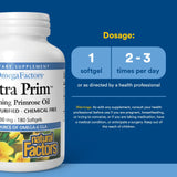 Natural Factors Aceite Onagra Ultra Prim: etiqueta clara con pureza y origen orgánico.