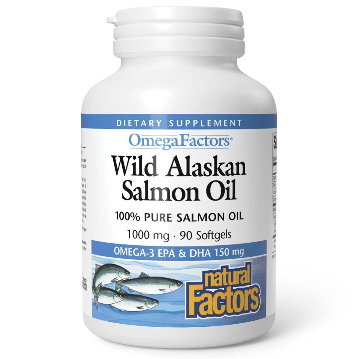 Natural Factors Aceite de Salmón Alaska, botella, apoyo al corazón y cerebro
