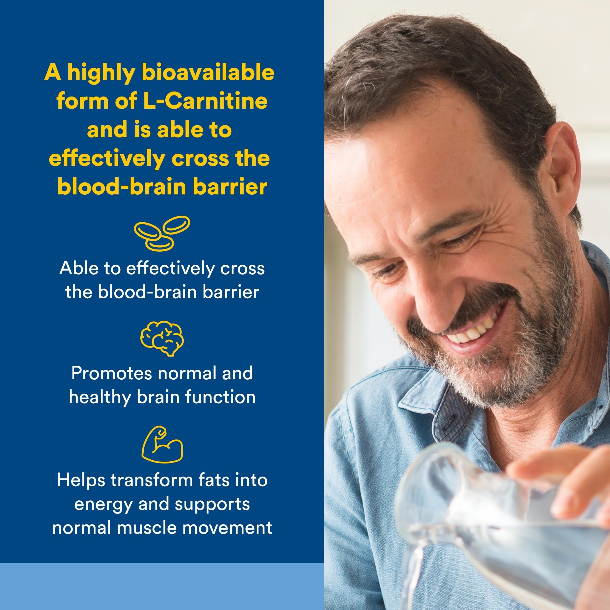 Natural Factors Acetil L-Carnitina 500 mg, cápsulas alineadas para uso diario y enfoque mental.