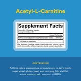 Ingredientes de alta pureza en Natural Factors Acetil-L-Carnitina 500 mg para soporte cognitivo.
