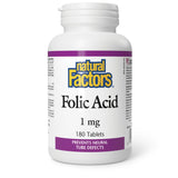 Natural Factors ácido fólico 1 mg en envase, apoyo a la producción de glóbulos rojos.