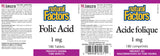 Natural Factors ácido fólico 1 mg, tabletas en mano, para uso diario y apoyo general.