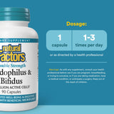 Natural Factors Acidophilus y Bifidus, cápsulas en frasco, cultivo liofilizado para potencia