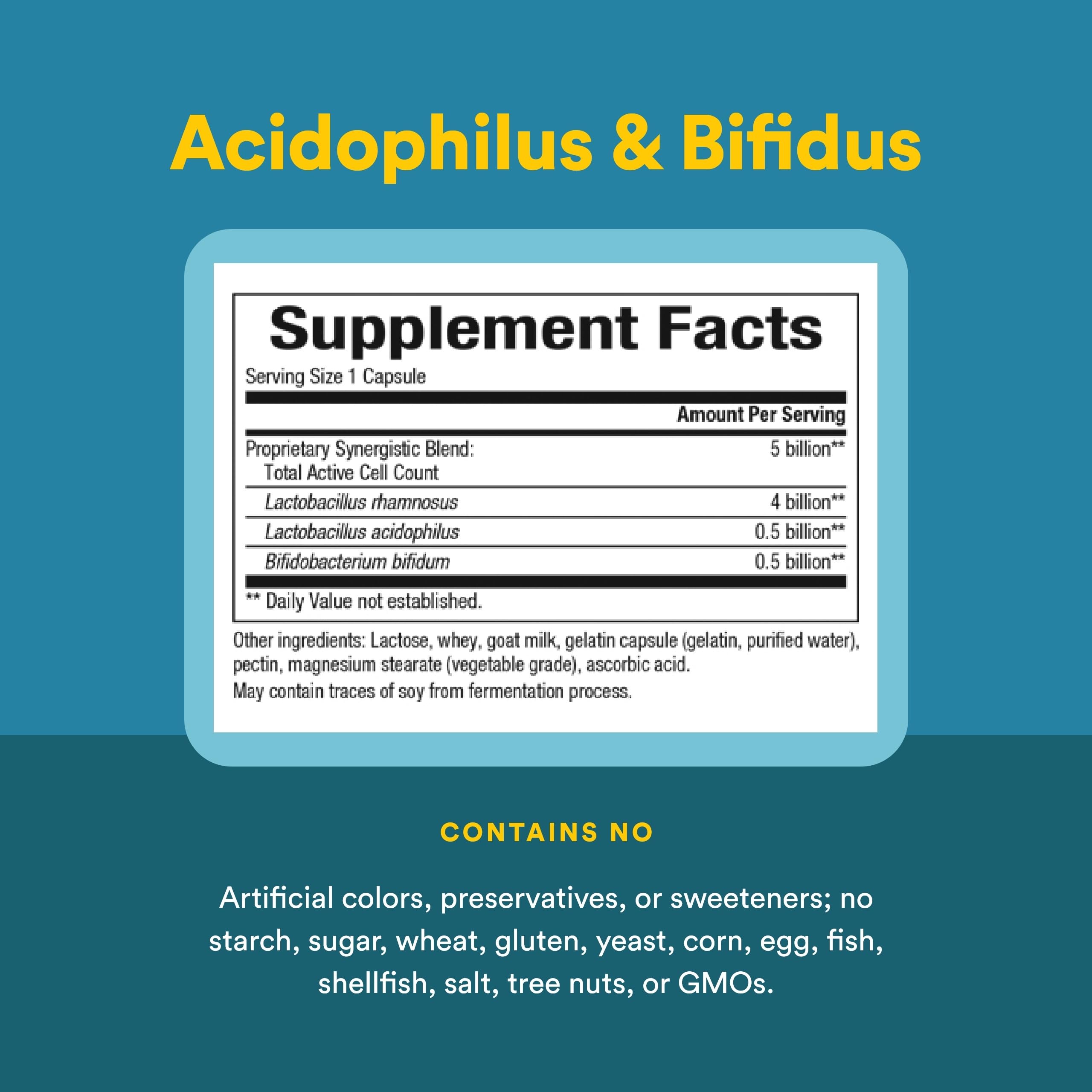 Natural Factors Acidophilus y Bifidus, leche de cabra como base para microflora