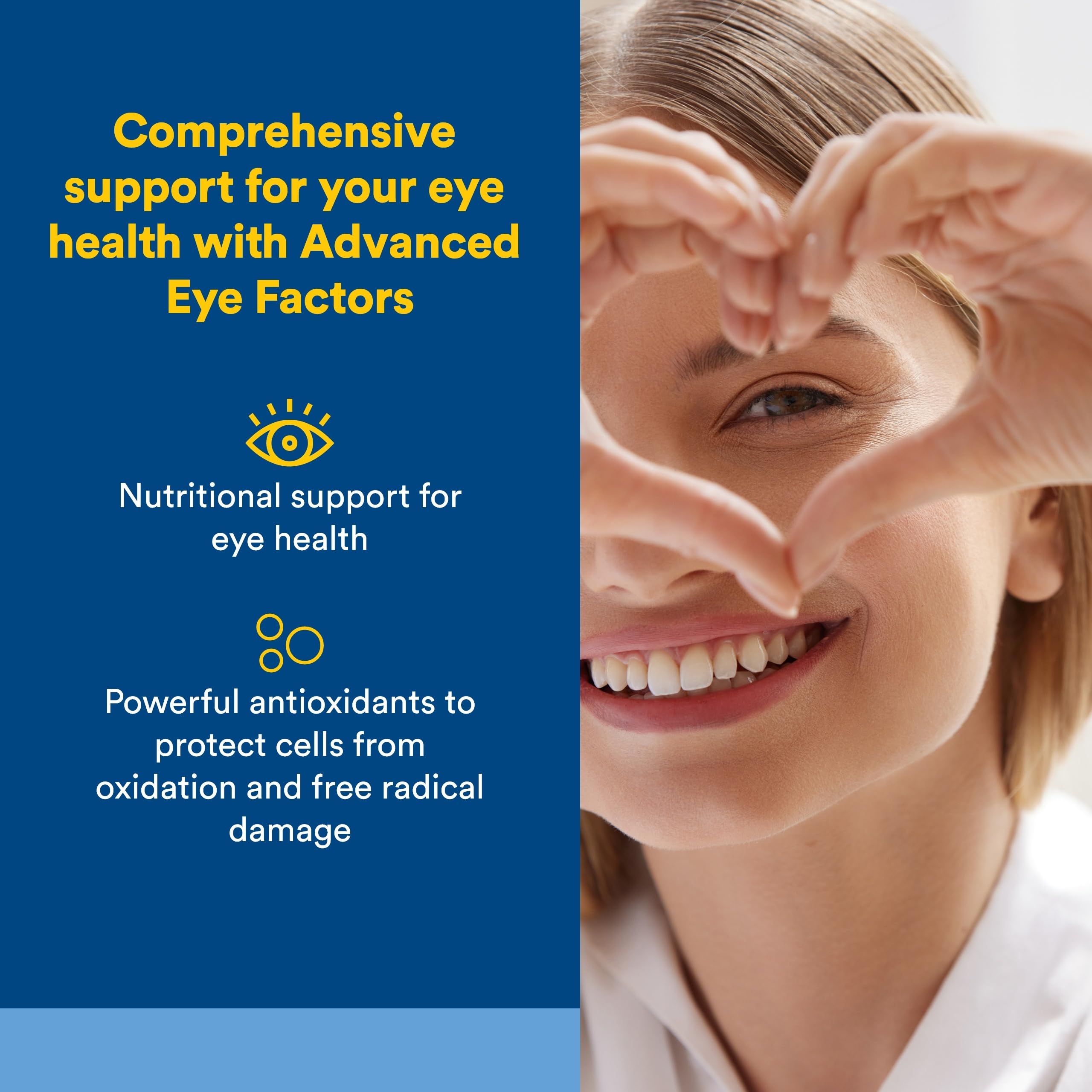 Natural Factors Advanced Eye Factors: cápsulas dentro, consumo cómodo para visión saludable.
