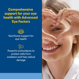 Natural Factors Advanced Eye Factors: cápsulas dentro, consumo cómodo para visión saludable.
