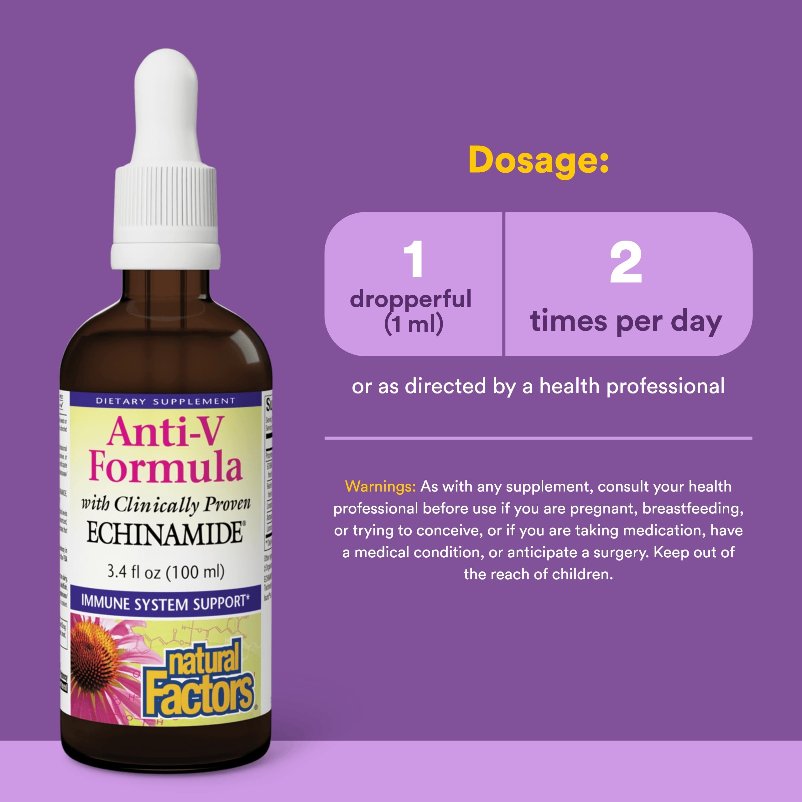 Natural Factors Anti-V gotero: dosificación conveniente para defensas naturales.