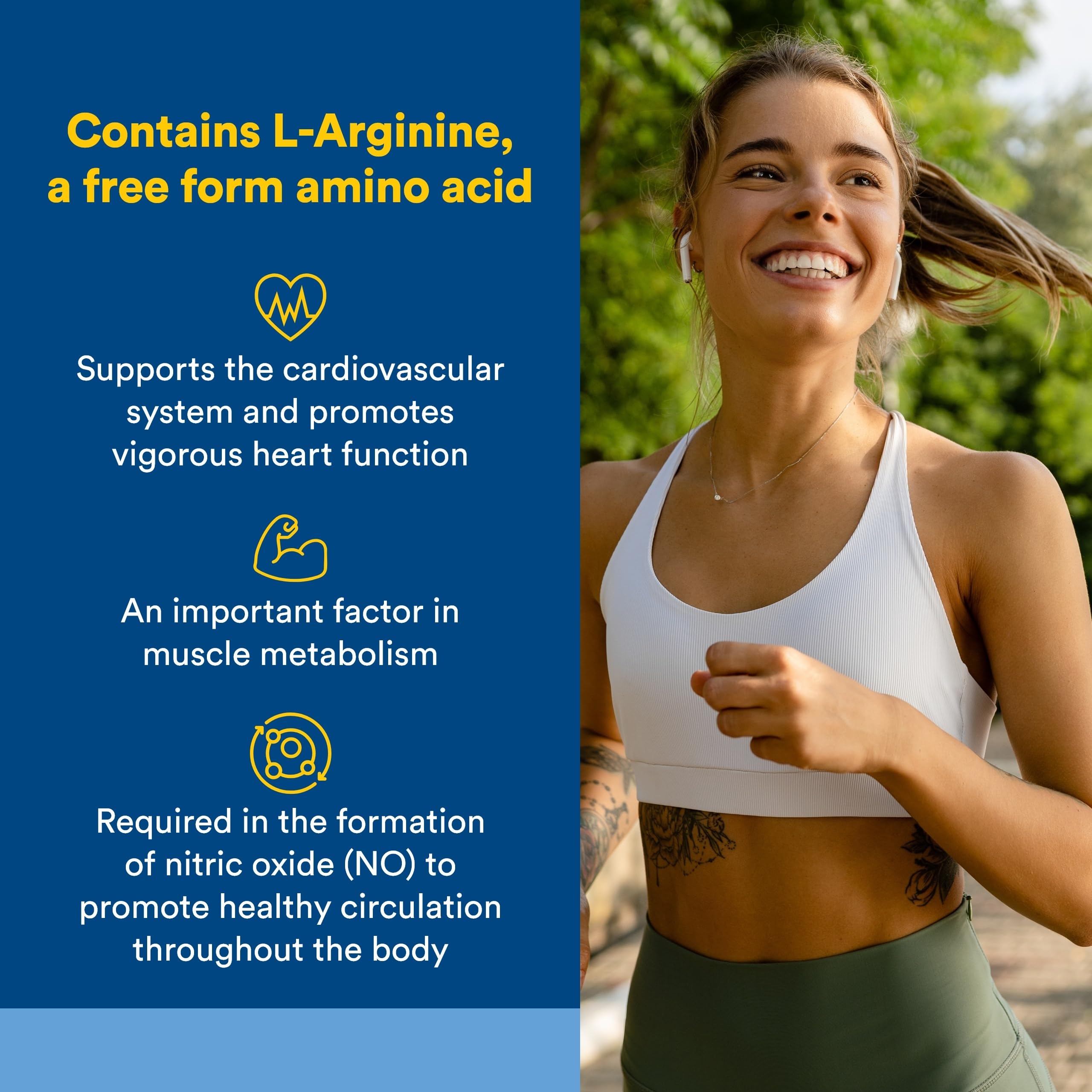 Etiqueta frontal de Natural Factors L-Arginina 500 mg destacando calidad farmacéutica