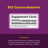 Natural Factors B12 botella, etiqueta legible para la salud.