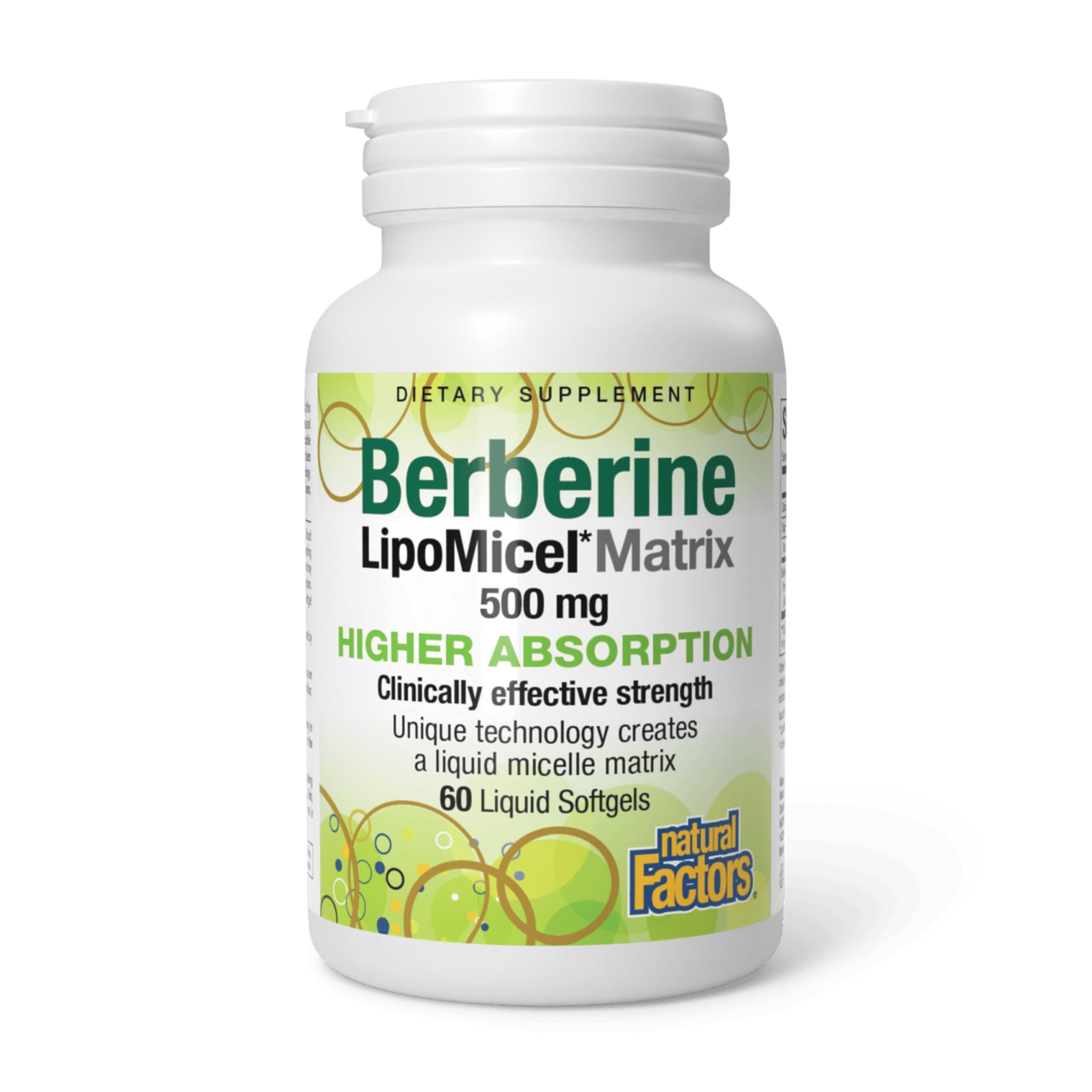 Natural Factors Berberine LipoMicel Matrix en botella, presentación clara y premium.