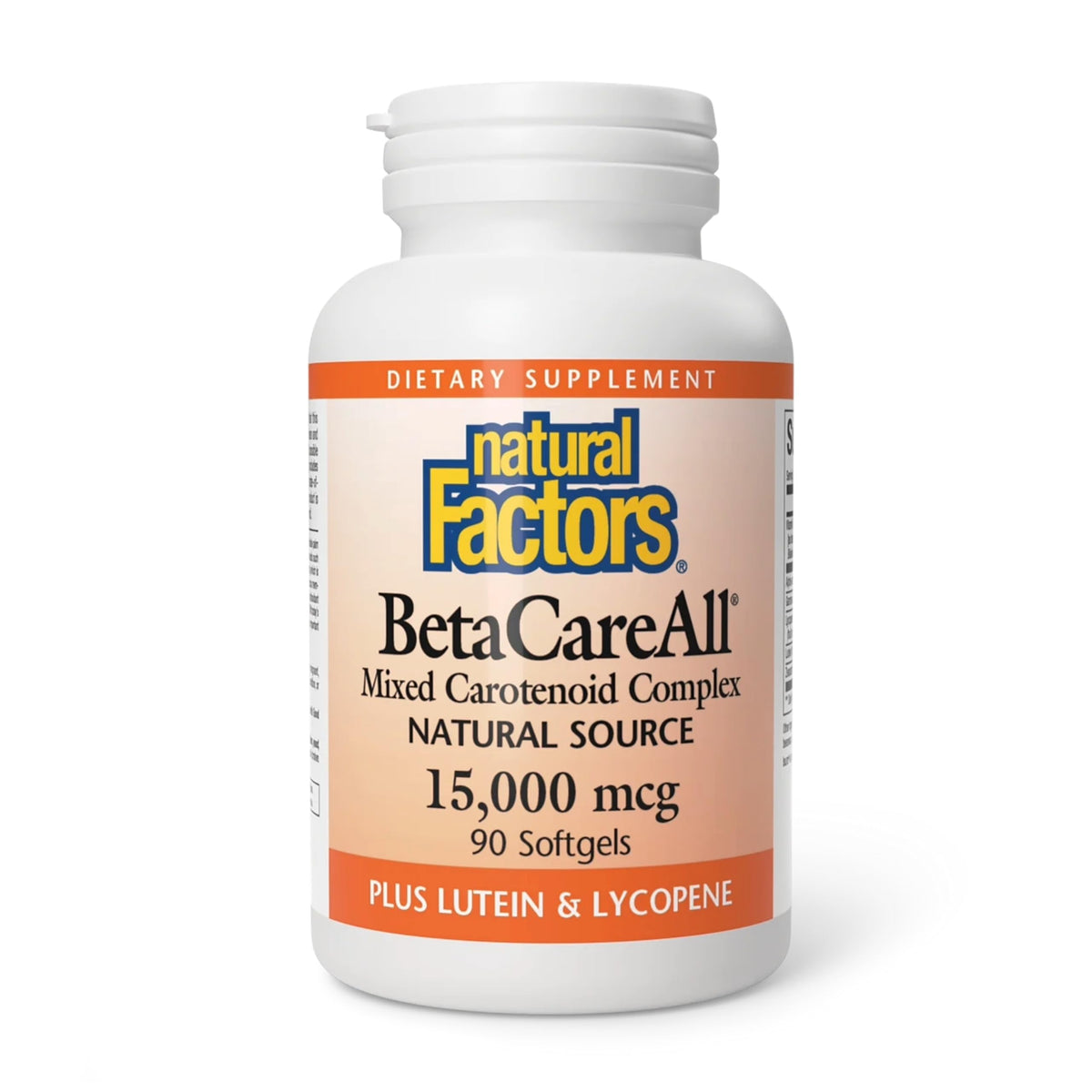 BetaCareAll de Natural Factors, botella: soporte diario para piel saludable y visión