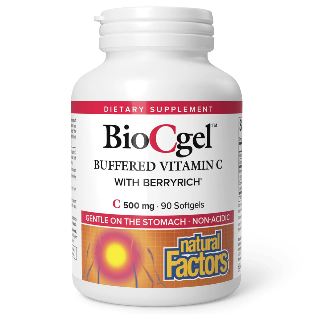 Natural Factors BioCgel: botella con cápsulas suaves para ingesta diaria.