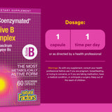 Natural Factors BioCoenzymated Active B Complex etiqueta nutricional con porciones claras para plan de consumo