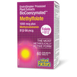 Natural Factors methylfolato biocoenzimado, botella frontal para uso diario.