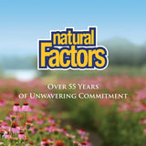 Natural Factors Bromelina 500 mg, certificación independiente y pruebas de pureza.