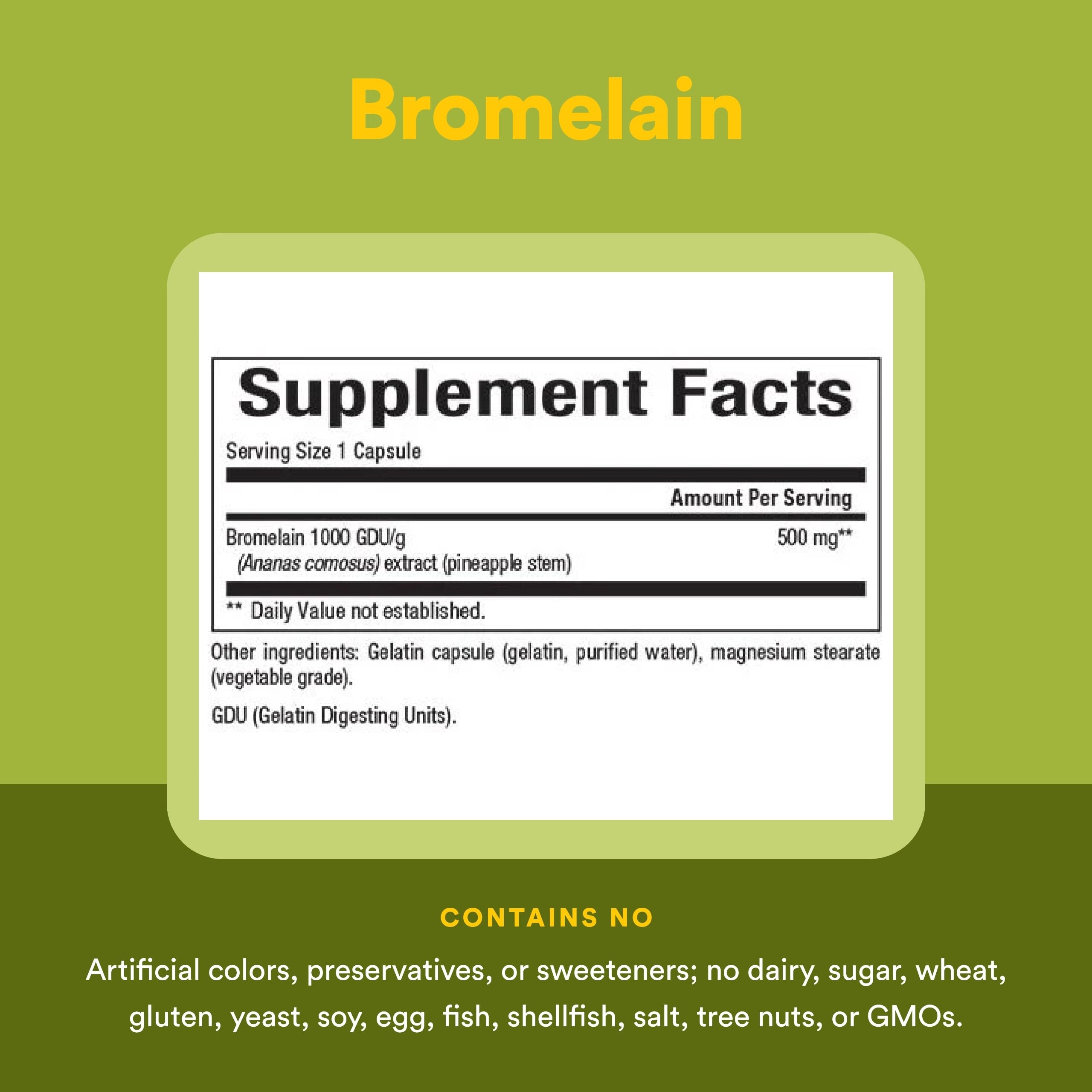 Natural Factors Bromelina 500 mg dosis: uso diario para comodidad digestiva.