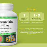 Natural Factors Bromelina 500 mg etiqueta: información clara sobre la fórmula.
