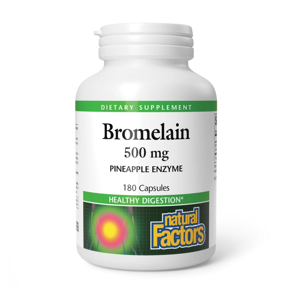 Natural Factors Bromelina 500 mg frasco: apoyo digestivo natural y práctico.