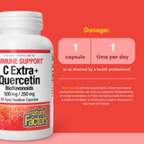 Cápsulas de Natural Factors C Extra + Quercetina, fáciles de tomar.