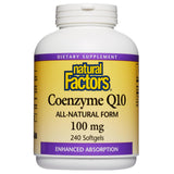 Natural Factors Coenzima Q10: botella de cápsulas blandas para mayor absorción.
