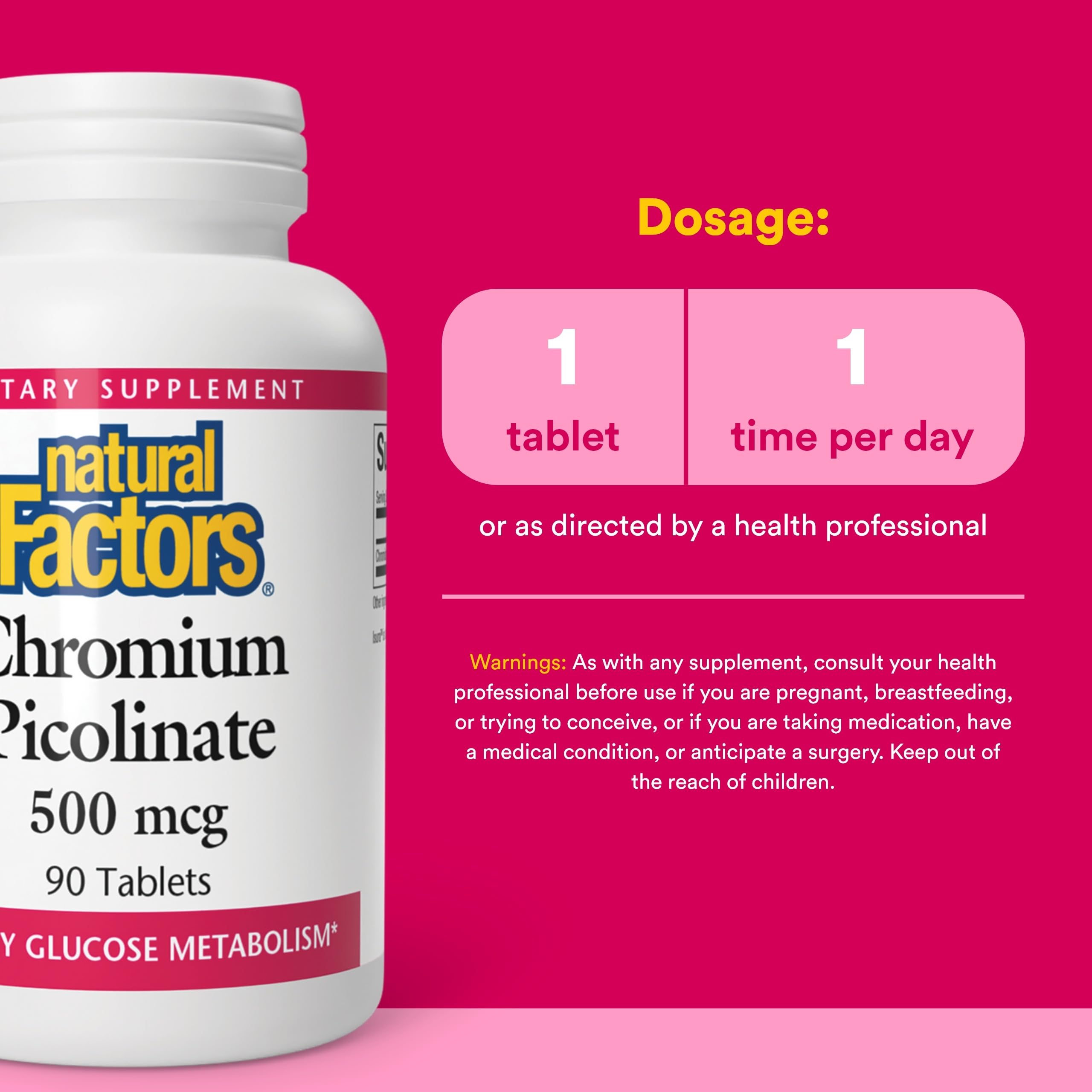 Cápsula de Natural Factors Cromo Picolinato 500 mcg en primer plano