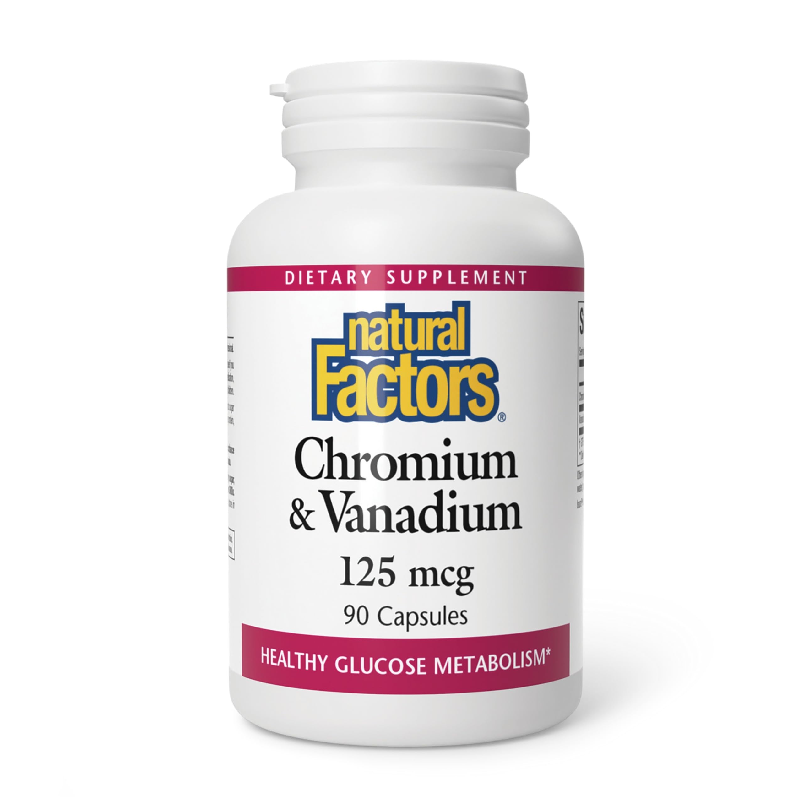 Natural Factors cromo-vanadio en botella para metabolismo saludable