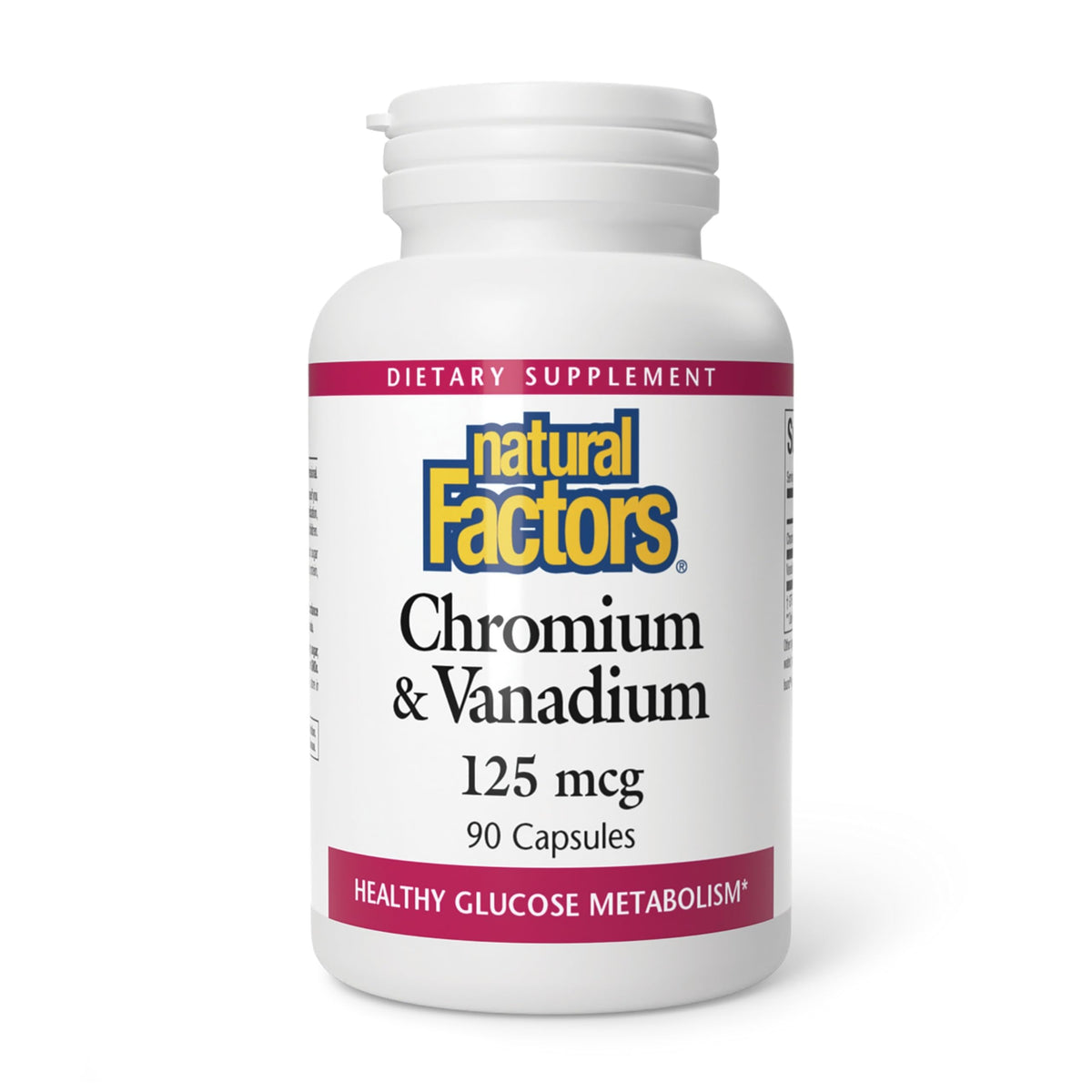 Natural Factors cromo-vanadio en botella para metabolismo saludable