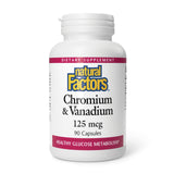 Natural Factors cromo-vanadio en botella para metabolismo saludable