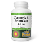 Natural Factors Curcuma Bromelina, botella frontal, posible apoyo a movilidad diaria.