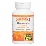 Natural Factors CurcuminRich Theracurmin, botella de cápsulas para apoyo antioxidante.