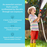 Natural Factors D3 para niños con pipeta para dosificación fácil.