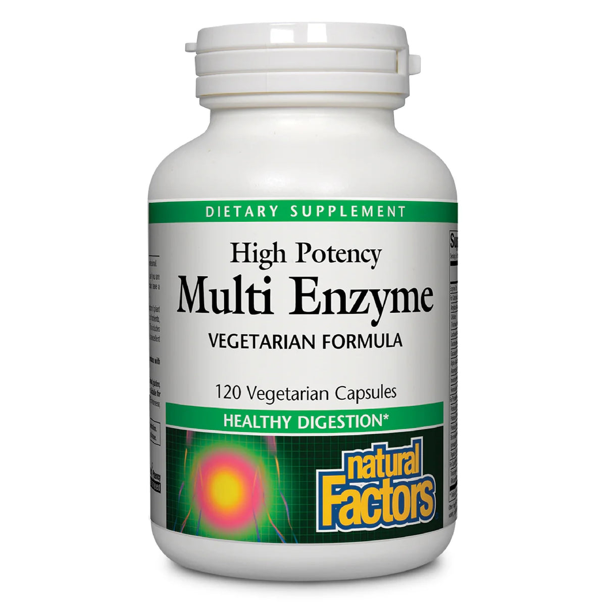 Natural Factors Multi Enzyme cápsulas en frasco, apoyo a la digestión diaria
