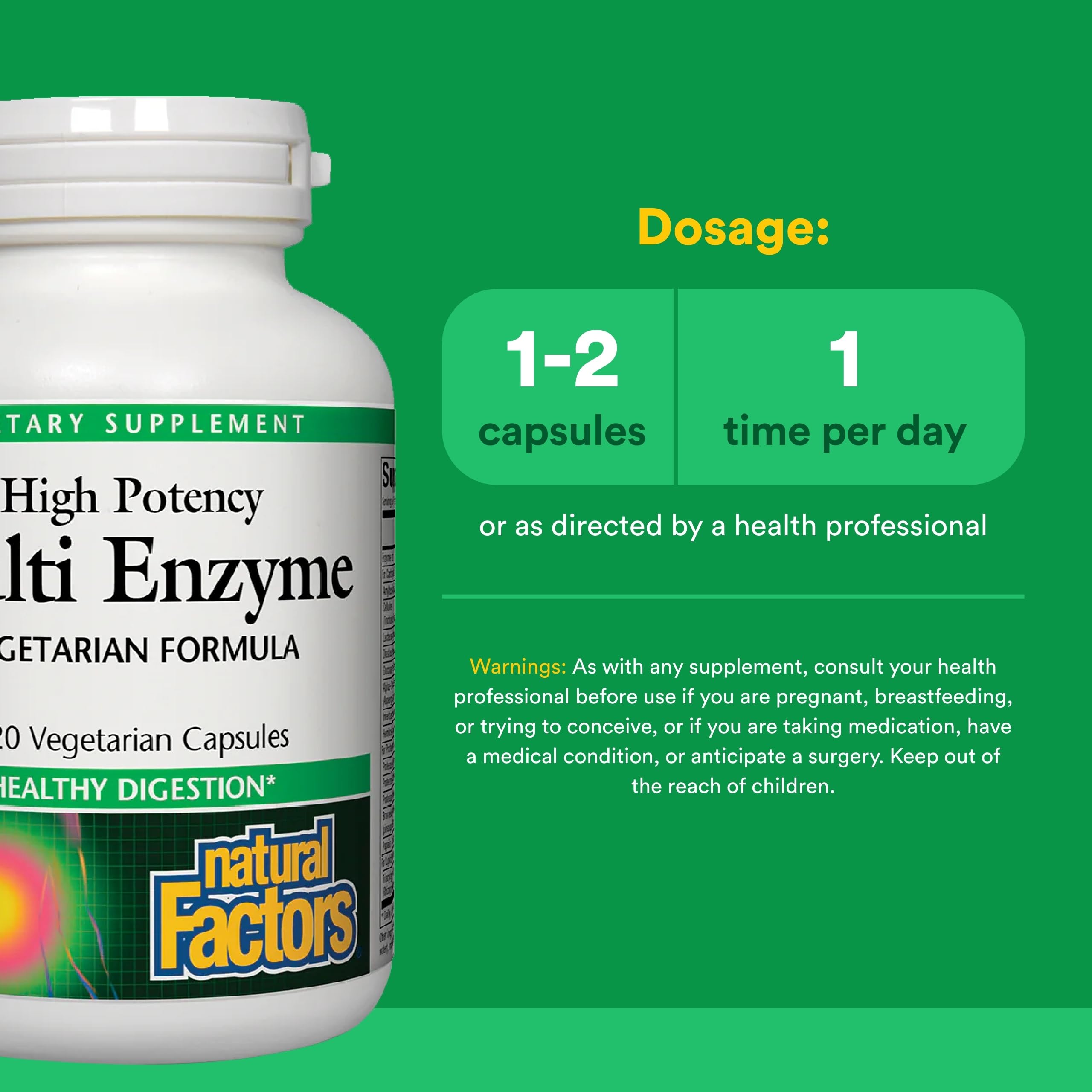 Natural Factors Multi Enzyme soporte digestivo gráfico, muestra beneficios posibles